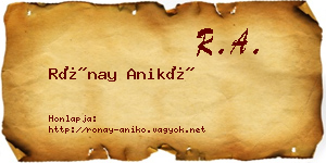 Rónay Anikó névjegykártya