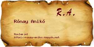 Rónay Anikó névjegykártya
